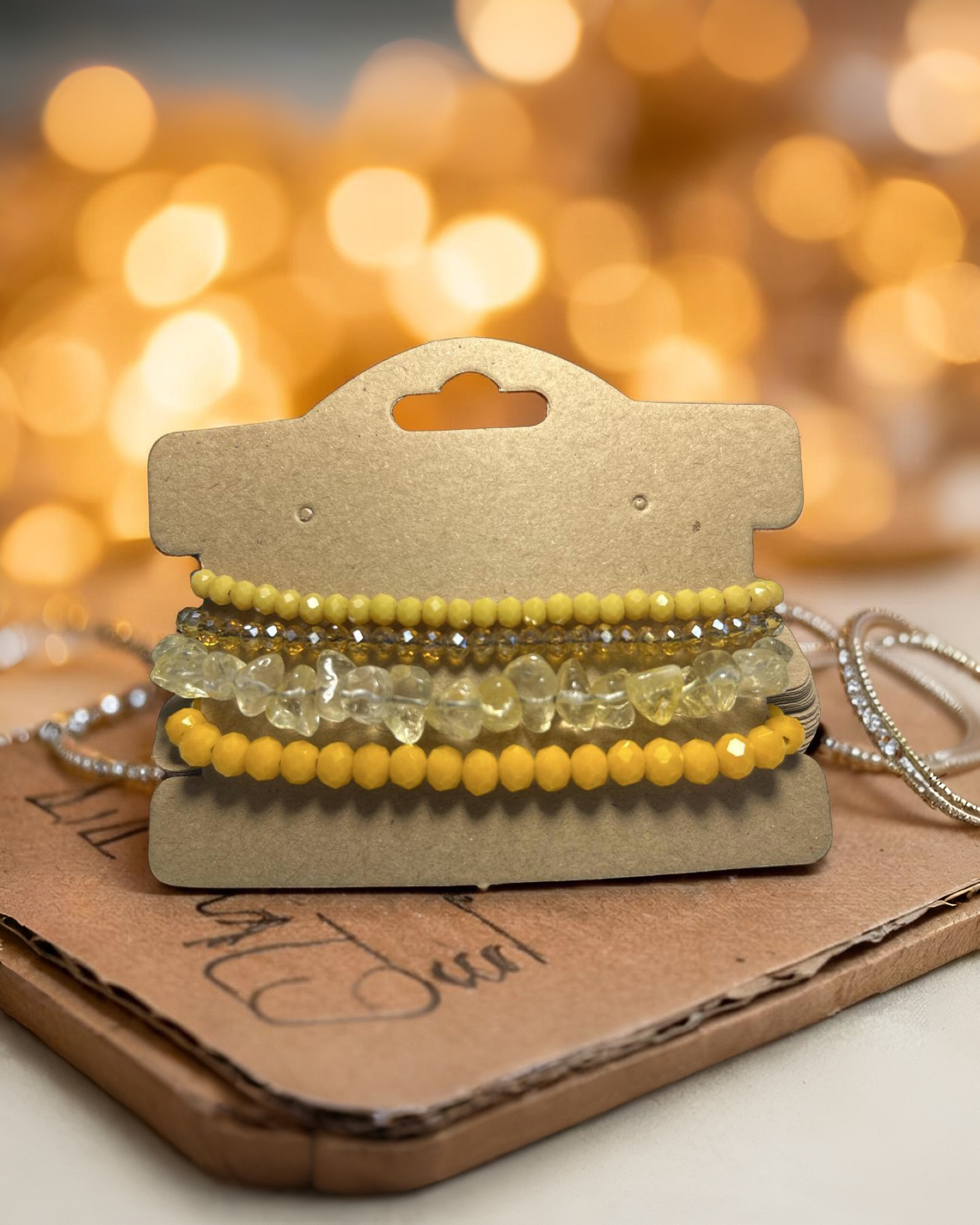 Conjunto de 4 Pulseiras Citrino – Prosperidade, Alegria e Energia Positiva