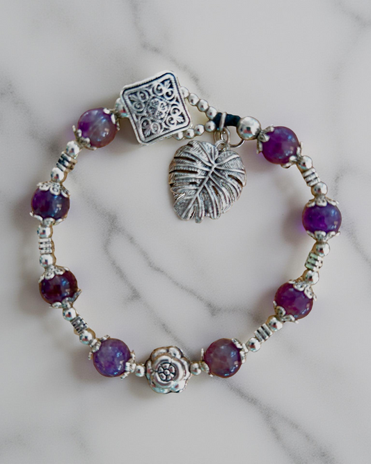Pulseira Intuição em Pedra Ametista & Prata