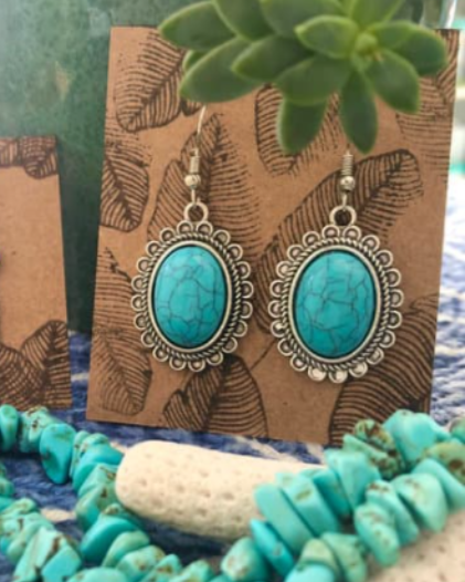 Brincos Mandala  Howlita Turquesa