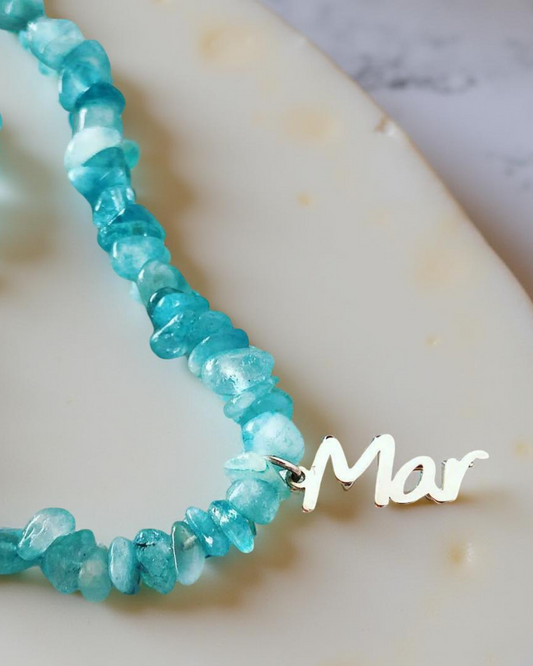 Gargantilha Água-marinha com Pingente em Prata925