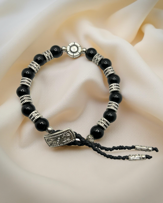 Pulseira Black Rose em Onix Preto